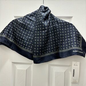 Ralph Lauren Navy Blue Patterned Scarf